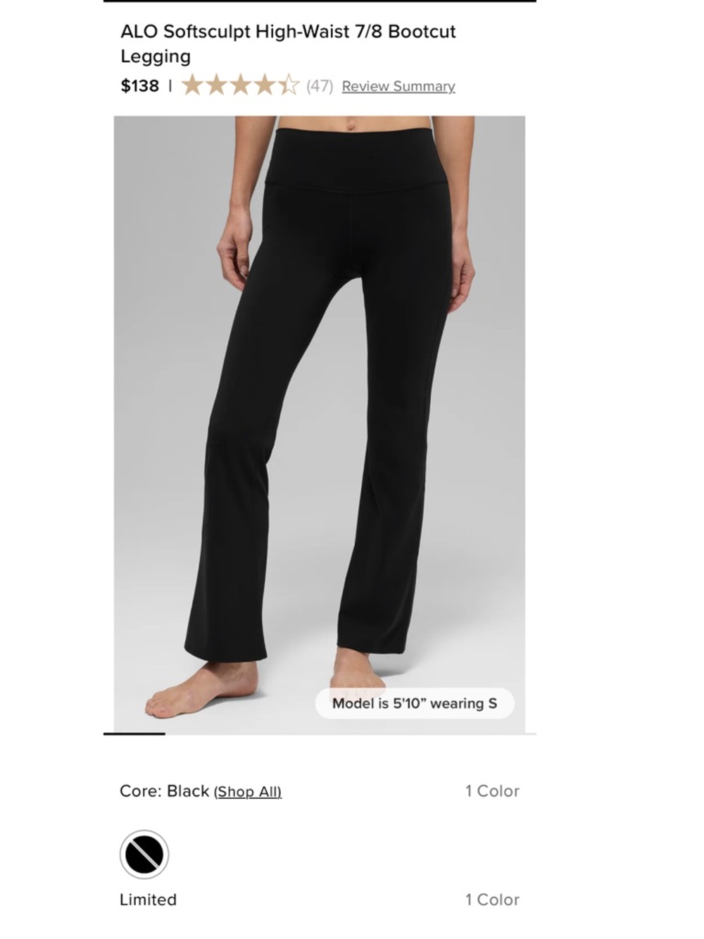 ALO Yoga Black Softsculpt High-Rise Bootcut Leggings
